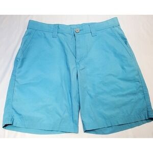 Men's‎ Columbia Chino Shorts Size 30 Aqua Blue Mid Rise Flat Front 8' Inseam